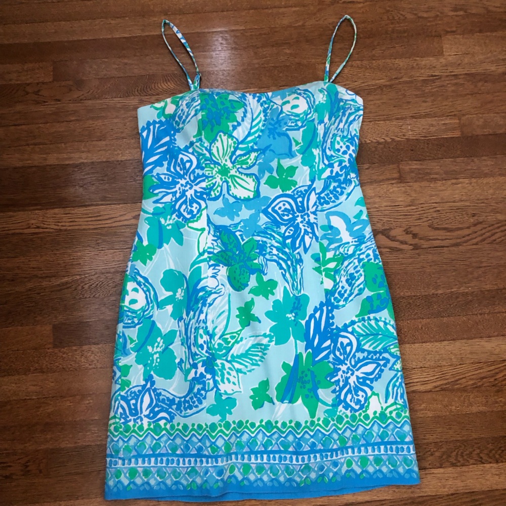 Size 4 Lilly Pulitzer tie back dress strapless white floral
